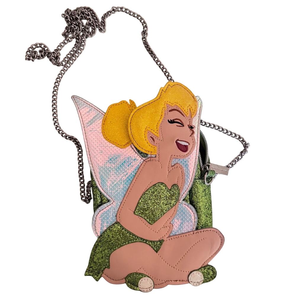 Danielle Nicole Disney Tinkerbell Glitter Crossbody Chain Purse
